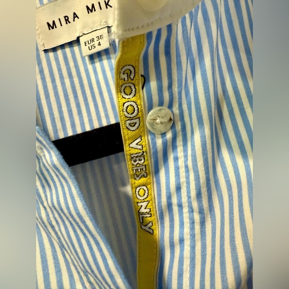 Mira Mikati Roller Skating Print Striped Shirt US 4 Good Vibes Only $795